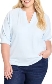 NIC+ZOE Elbow Sleeve Split Neck Top