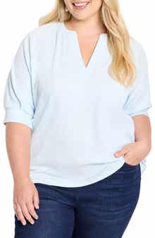 NIC+ZOE Elbow Sleeve Split Neck Top