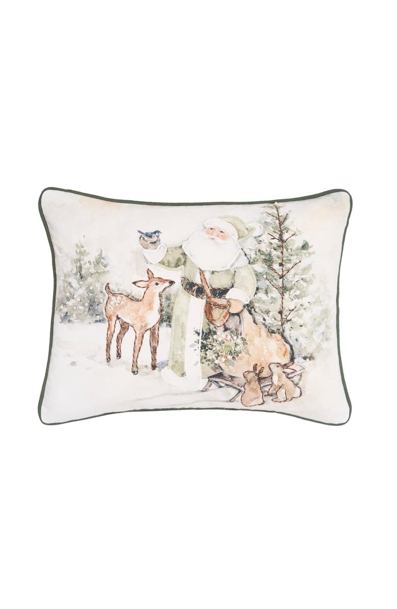 C&F Home Winter Santa & Animals Throw Pillow, 14" x 18", Main, color, Green