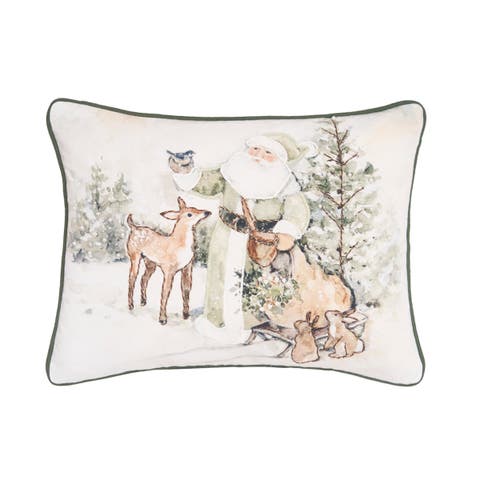 Winter Santa & Animals Throw Pillow, 14" x 18"