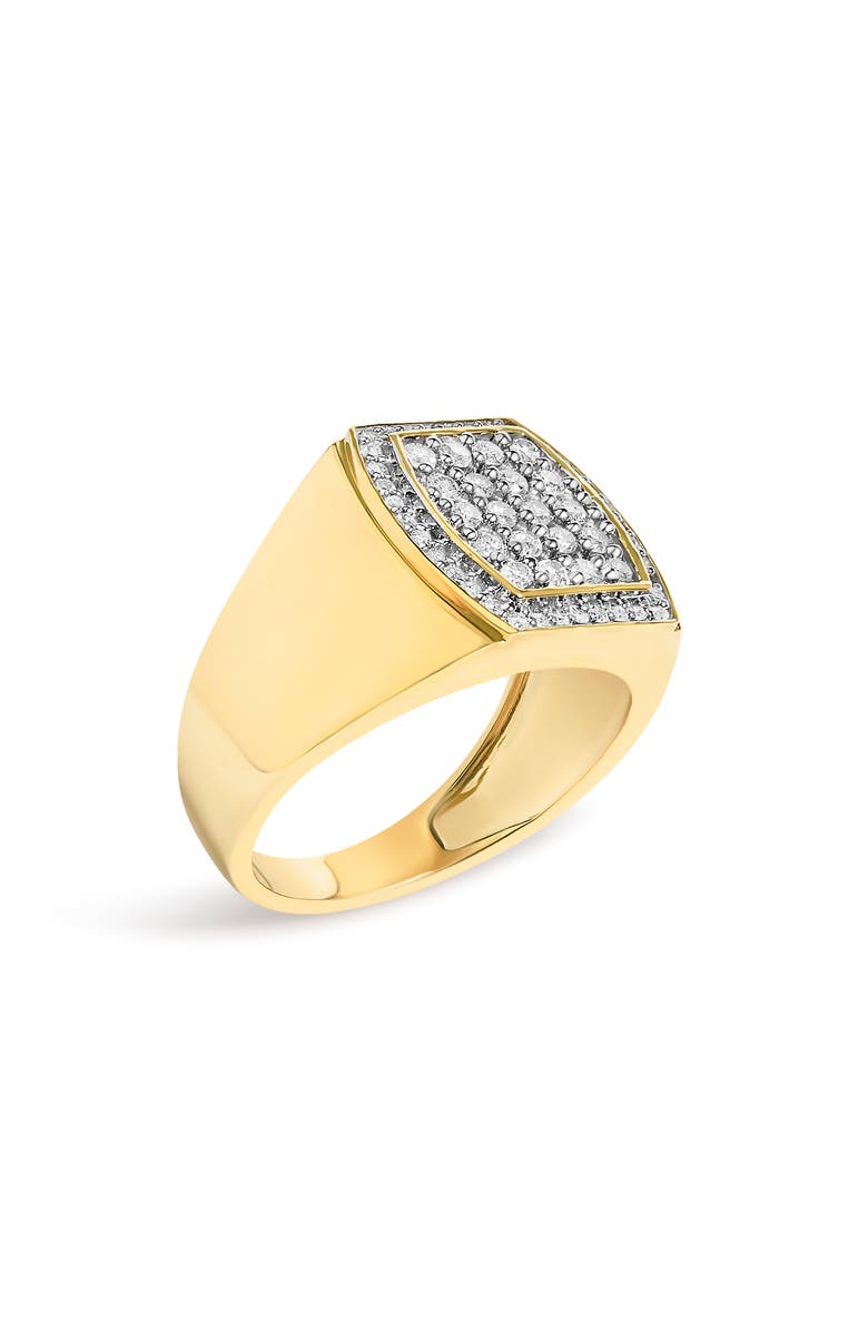 Haus of Brilliance Men's 14K Yellow Gold Plated Sterling Silver 3/4 Cttw Diamond Cushion Head and Halo Band Ring, Alternate, color, Yellow Gold Over Silver