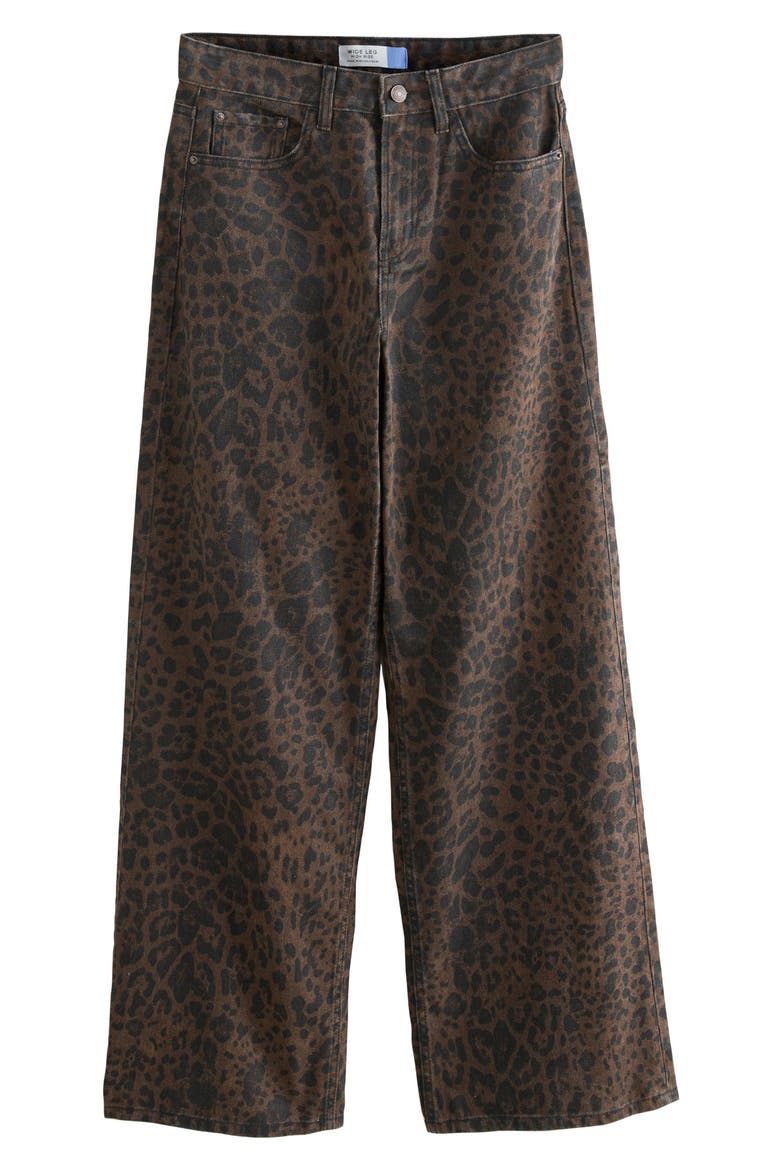 Animal Print High Waist Wide Leg Jeans, Alternate, color, BROWN MULTI