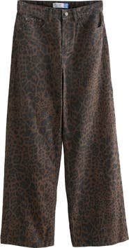 NEXT Animal Print High Waist Wide Leg Jeans
