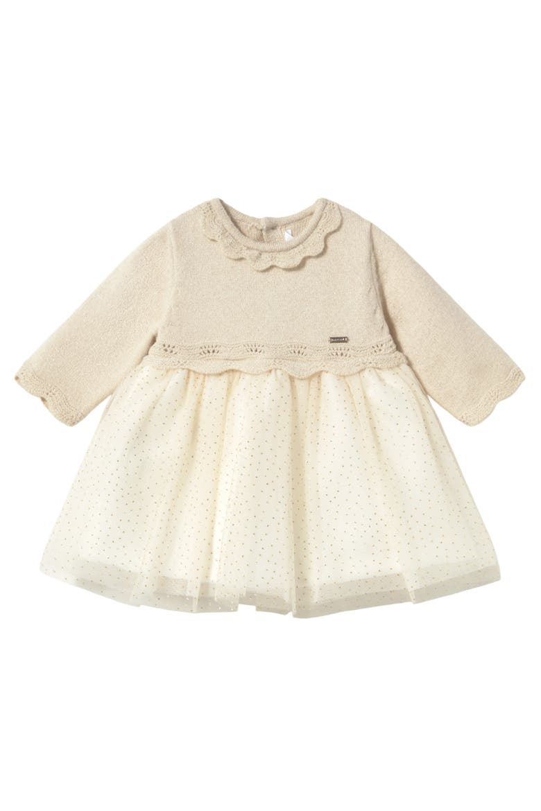 Tricot & Tulle Dress, Main, color, Beige