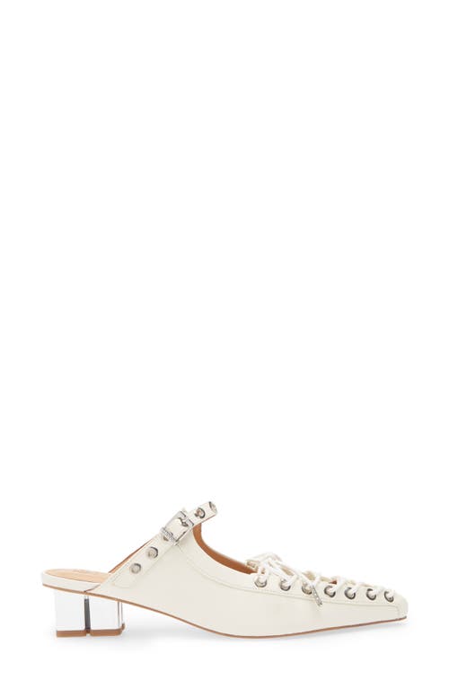 Ganni Eyelets Lace-up Mule In Egret