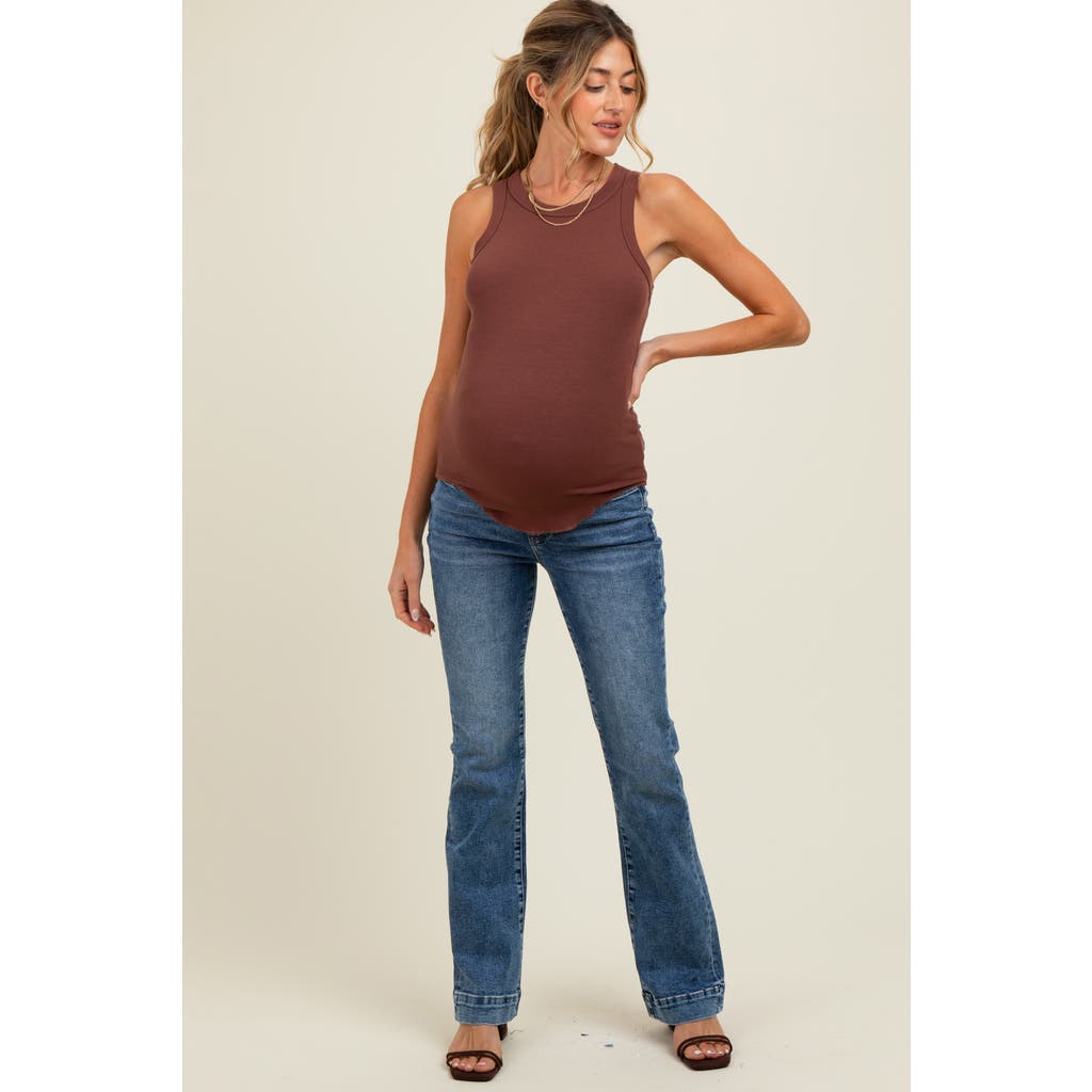 Pinkblush Wide Hem Maternity Bootcut Jeans In Blue