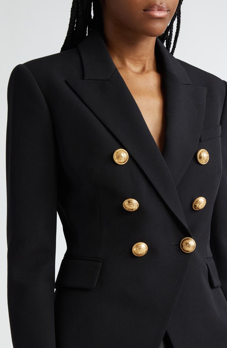Balmain Classic Six-Button Grain de Poudre Jacket, Alternate, color, 
