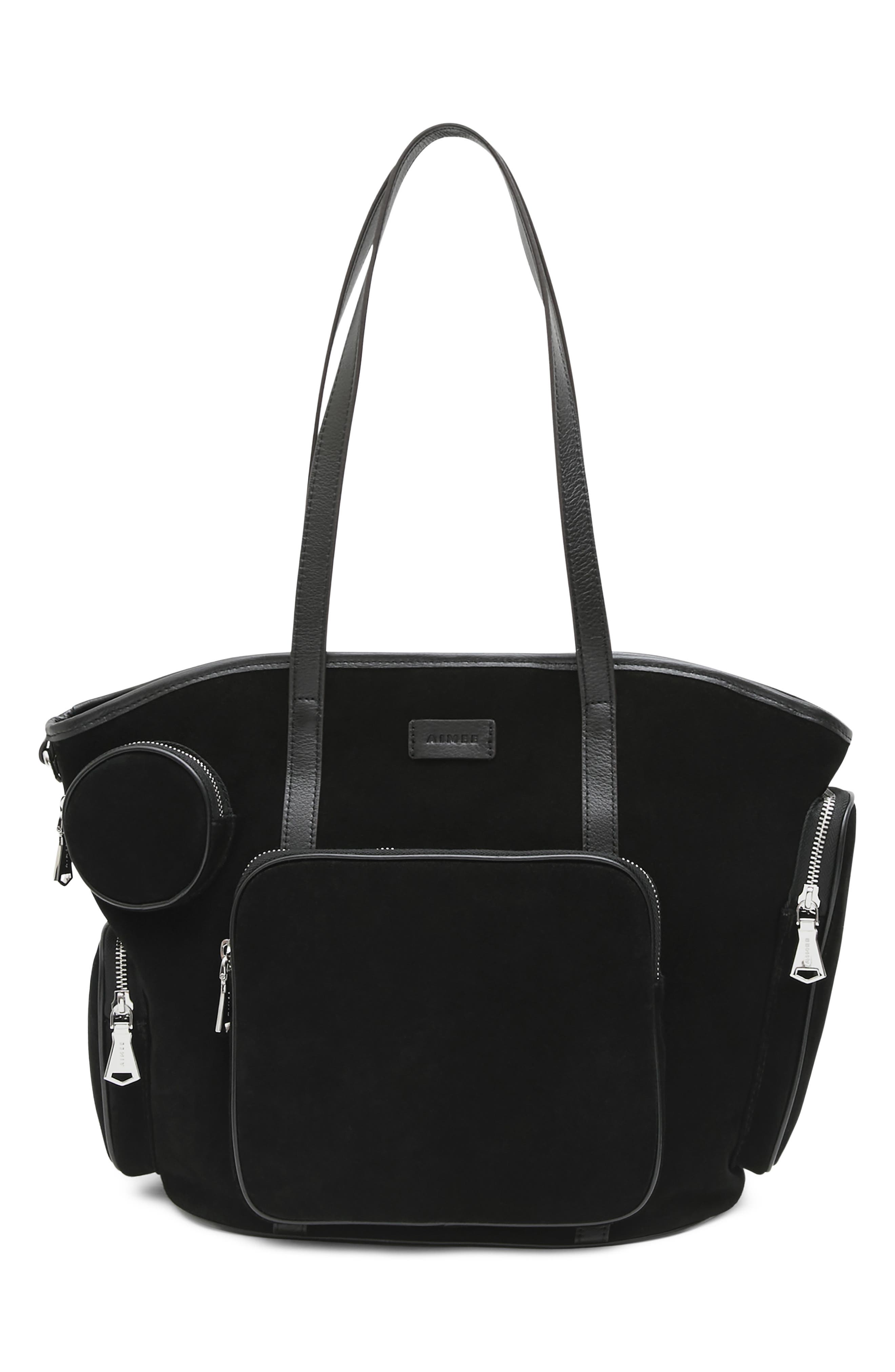 The Skipper Cargo Leather Tote, Main, color, BLACK SUEDE