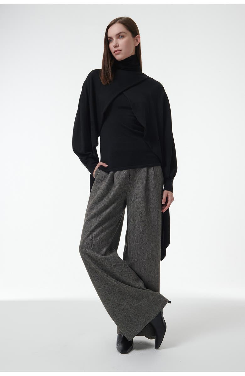 Leem Layered Butterfly Sleeve Knitted Sweater, Alternate, color, Black