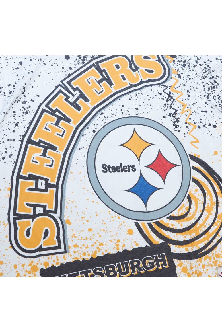 Men's Mitchell & Ness White Pittsburgh Steelers Team Burst Sublimated T-Shirt, Alternate, color, White