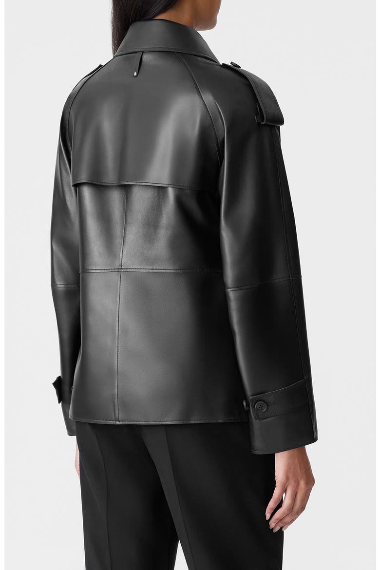 Dolores Double Breasted Leather Jacket, Alternate, color, BLACK