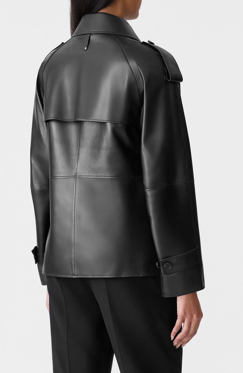 Mackage Dolores Double Breasted Leather Jacket, Alternate, color, Black