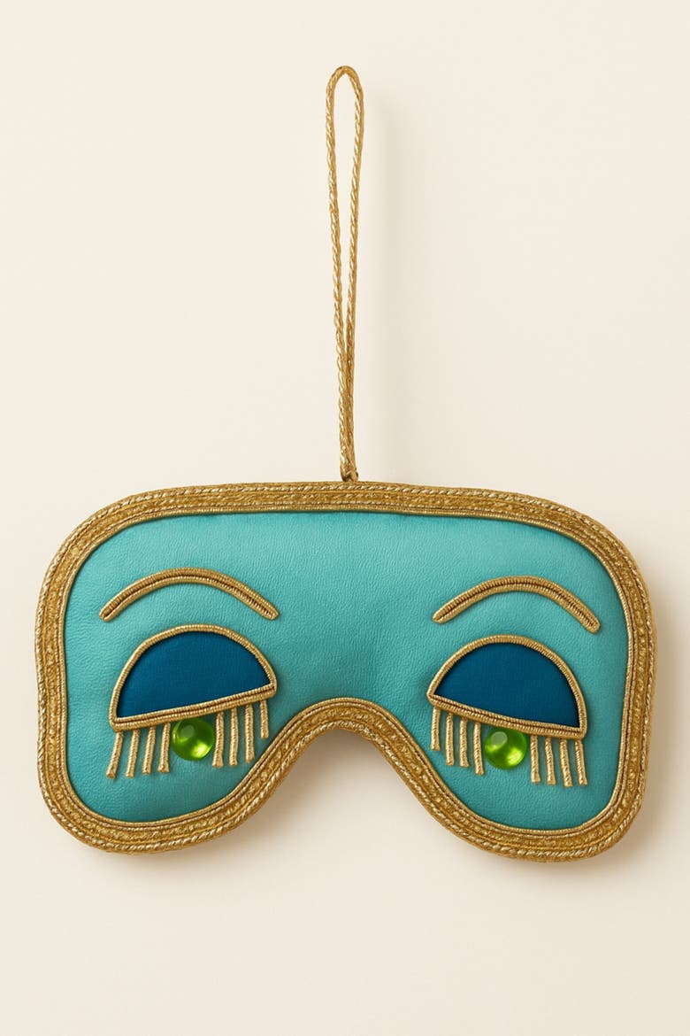 Holly Golightly Sleep Mask Ornament, Main, color, Aquarium blue