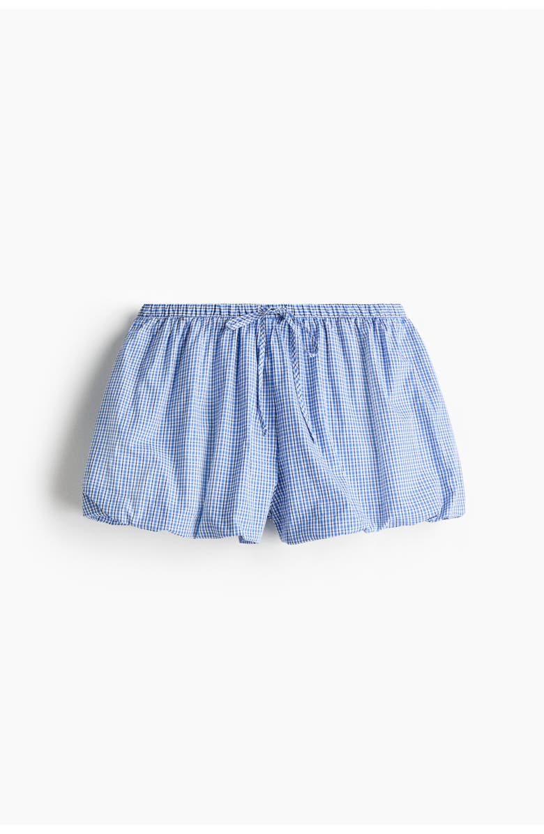 H&M Cotton Balloon Beach Shorts, Alternate, color, Light Blue/Checked