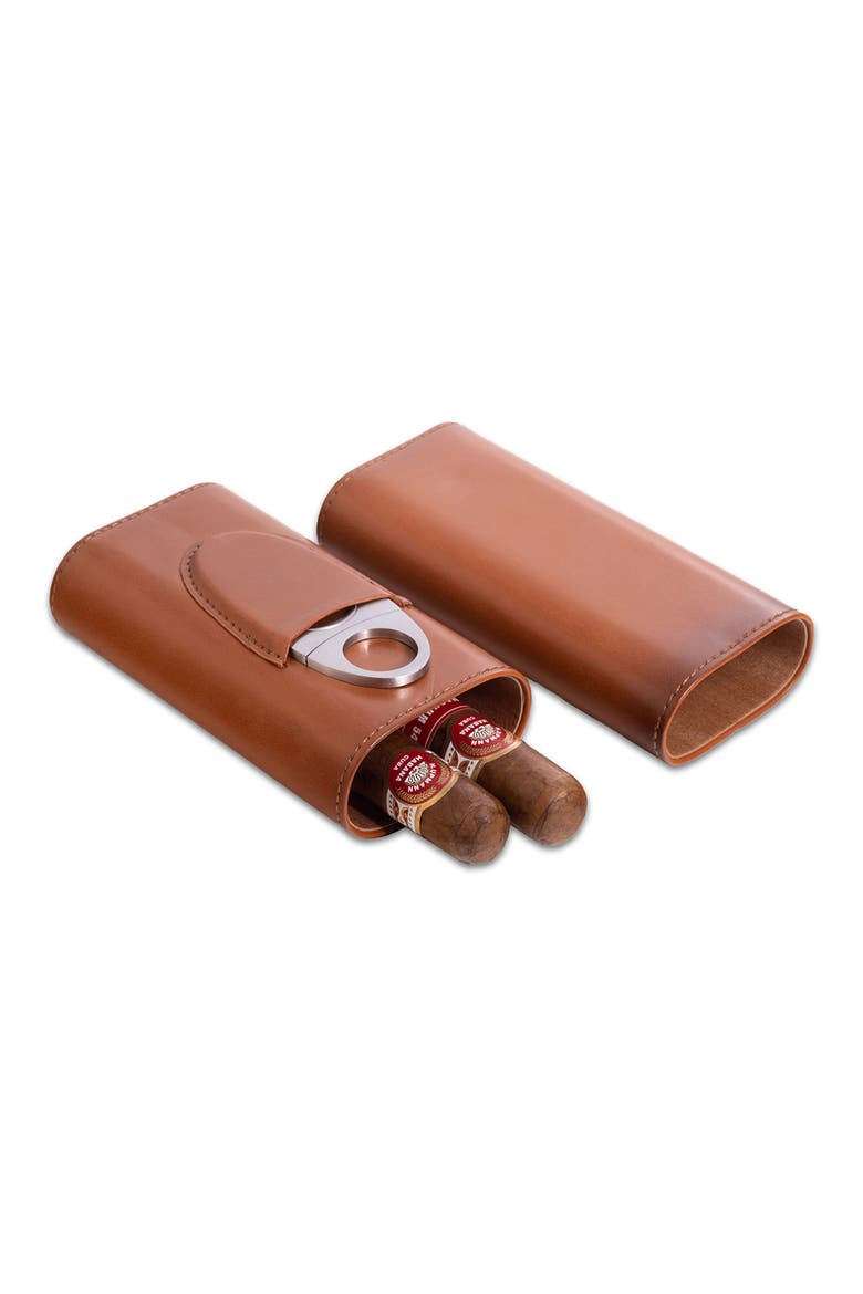 Richie Cigar Case & Cutter Set, Alternate, color, BROWN