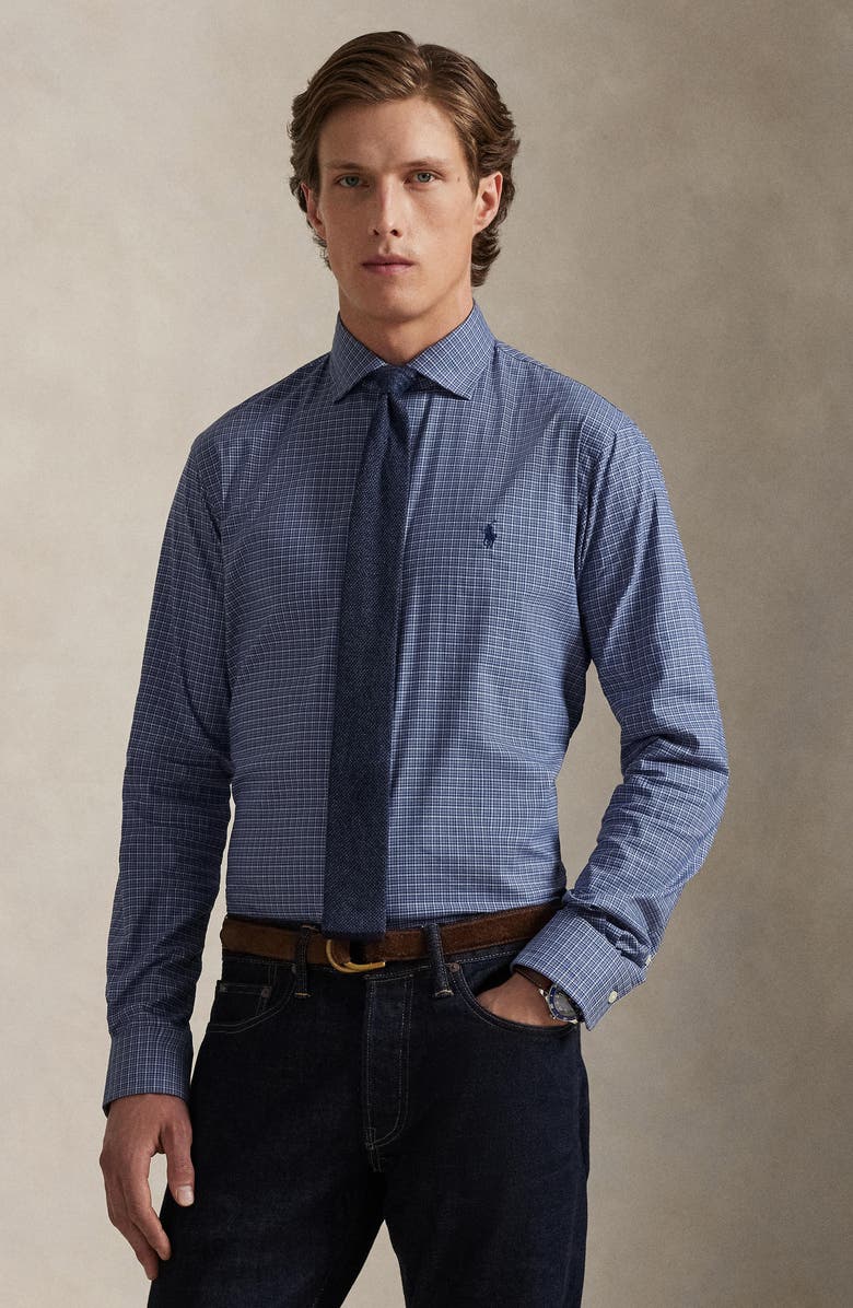 Polo Ralph Lauren Classic Fit Performance Twill Button-Down Shirt, Alternate, color, Navy Multi