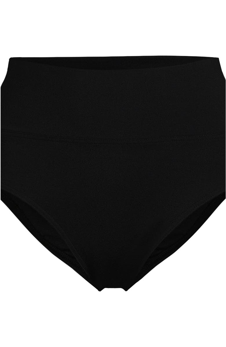 Lands' End Chlorine Resistant Pinchless High Waisted Bikini Bottoms, Alternate, color, Black