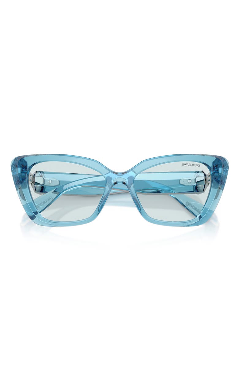 Swarovski 54mm Cat Eye Sunglasses, Alternate, color, Transparent Blue / Photo Azure