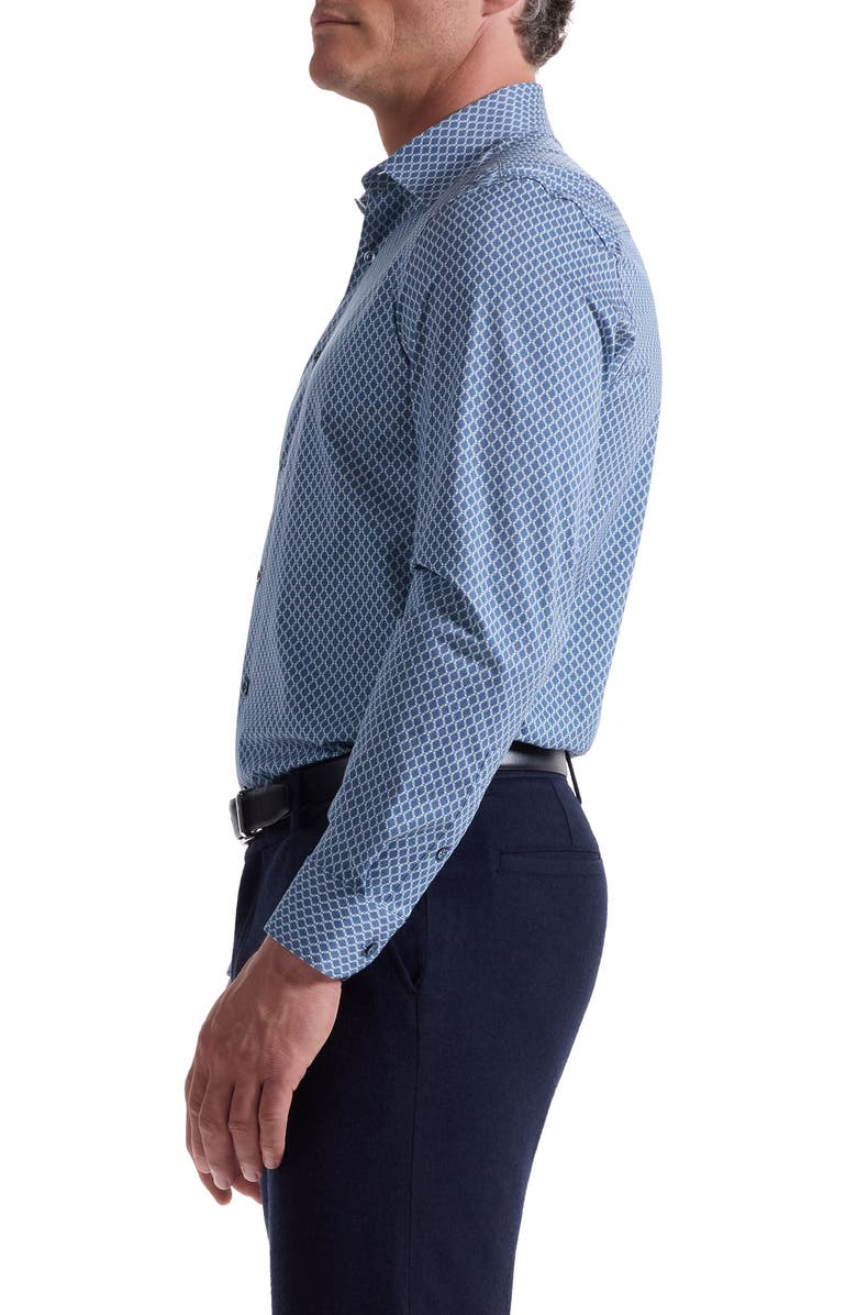 Bugatchi Jules OoohCotton<sup>®</sup> Geo Print Button-Up Shirt, Alternate, color, Teal