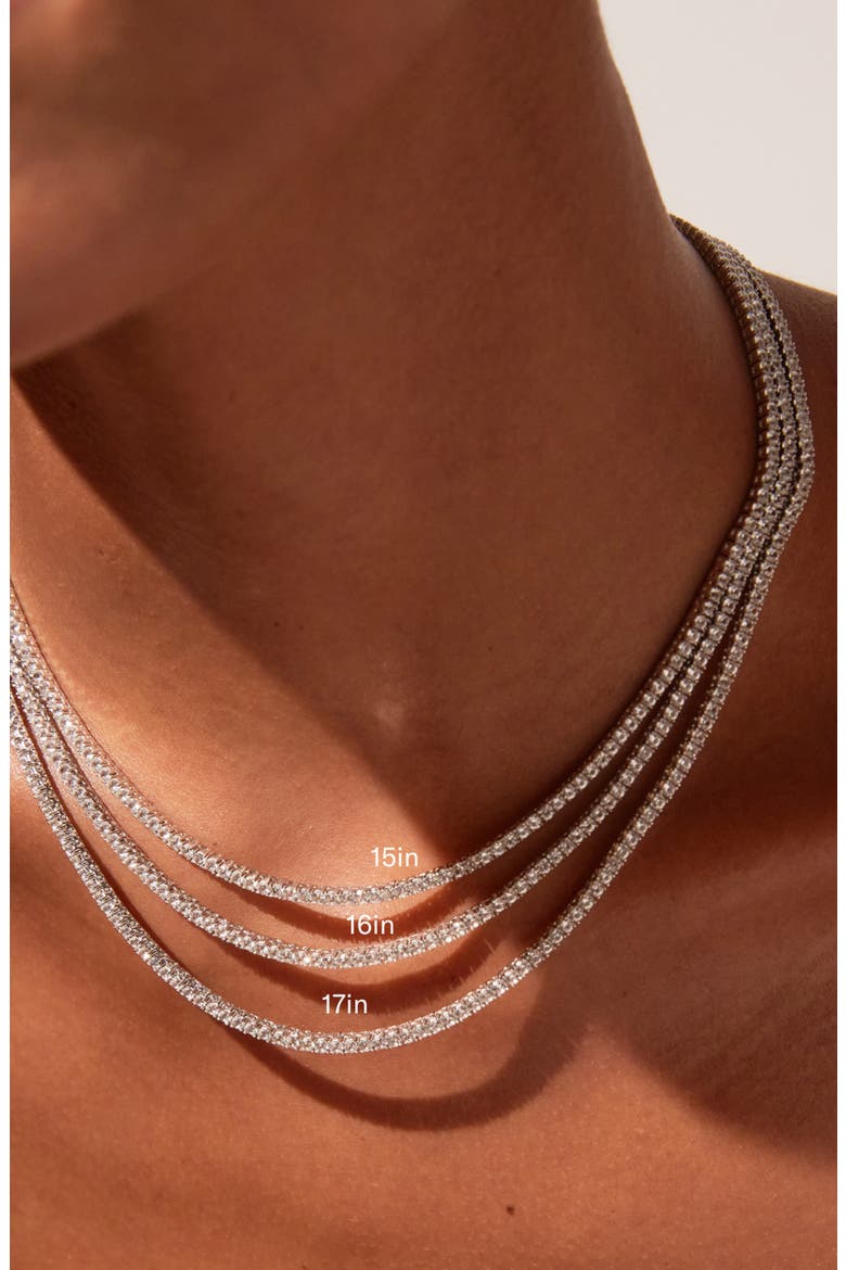 Lab Grown White Sapphire Statement Tennis Necklace - 13ct, Alternate, color, White Gold Vermeil