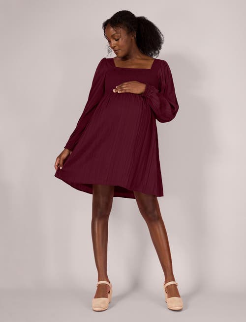 MOTHERHOOD MATERNITY MOTHERHOOD MATERNITY SMOCKED BABYDOLL LONG SLEEVE MINI DRESS