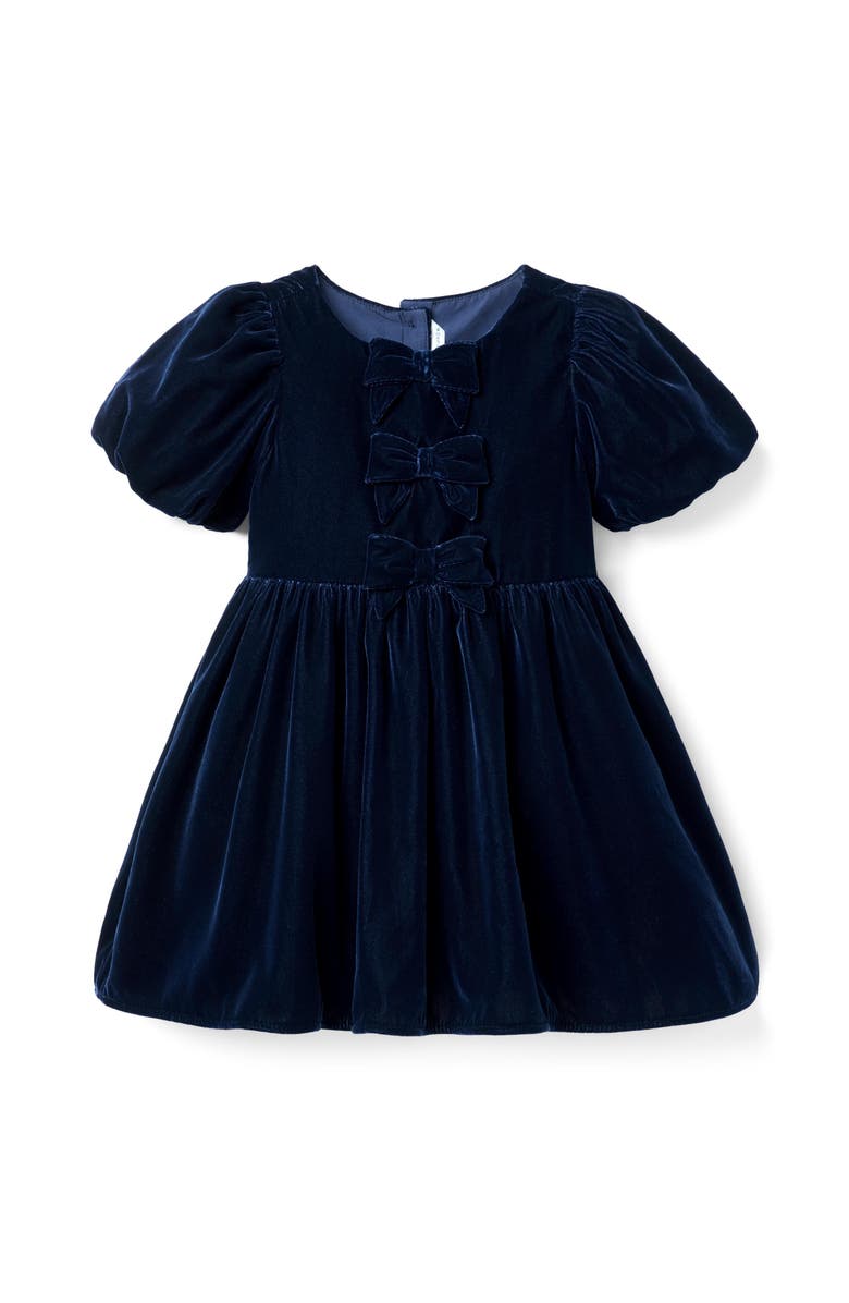 Janie and Jack The Velvet Bow Dress, Main, color, Blue