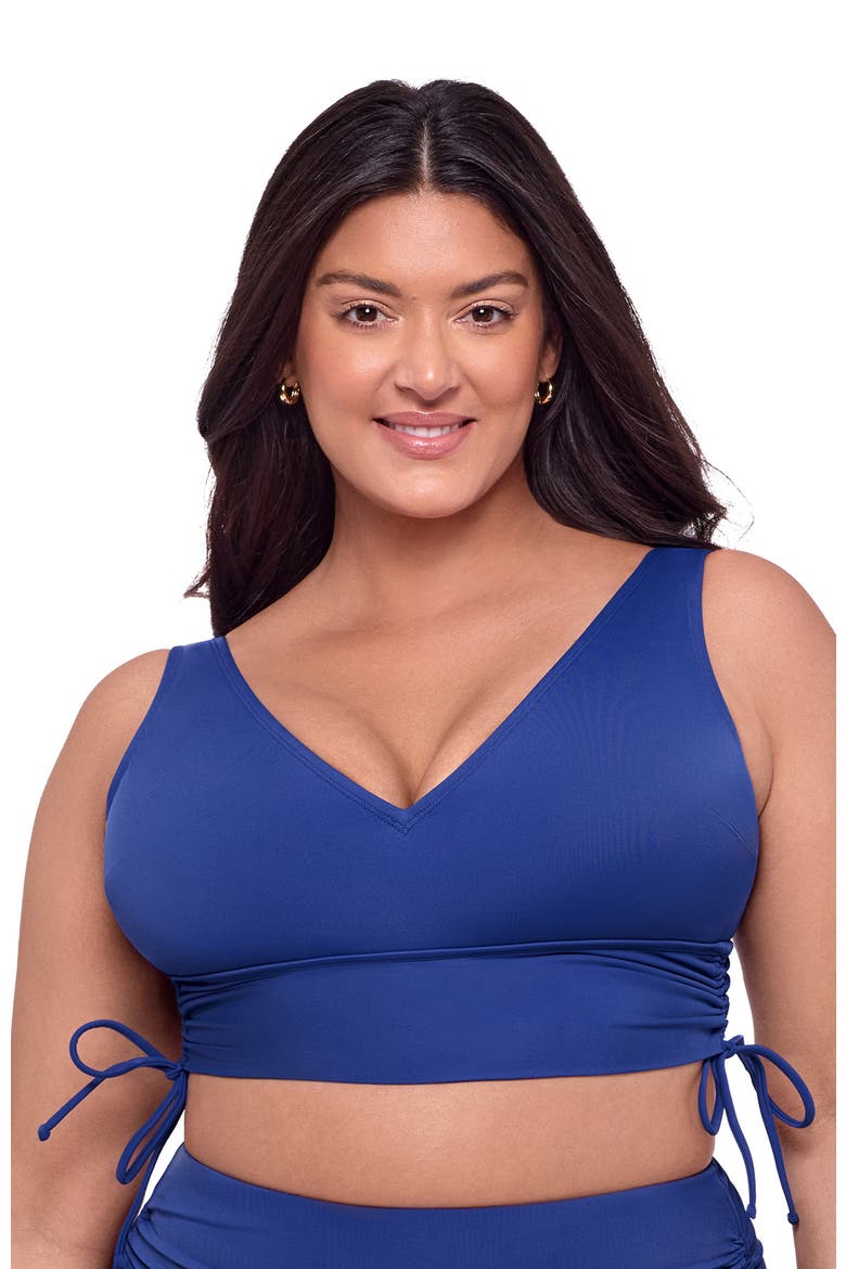 Supportive and Sculpting Cinched Adjustable Midkini Swimsuit Top, Main, color, Indigo