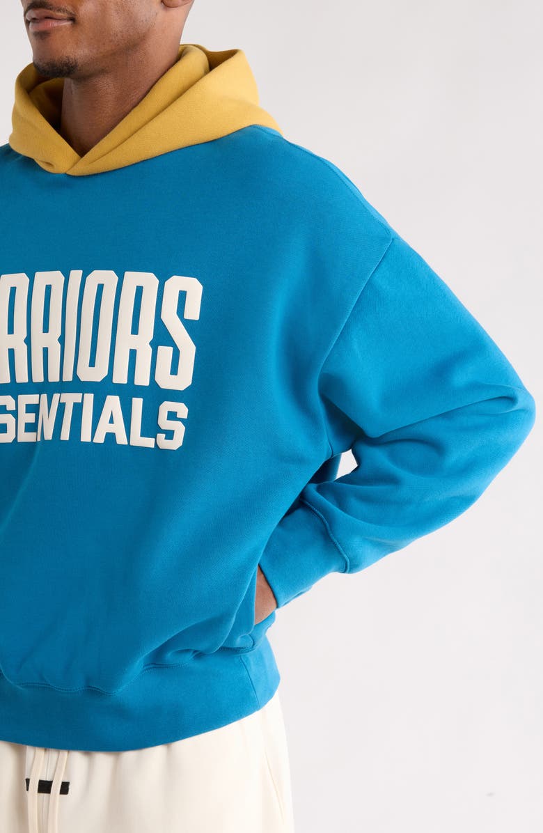 Fear of God Essentials x NBA Warriors Sports Fit Hoodie, Alternate, color, Blue Sapphire/ Canyon