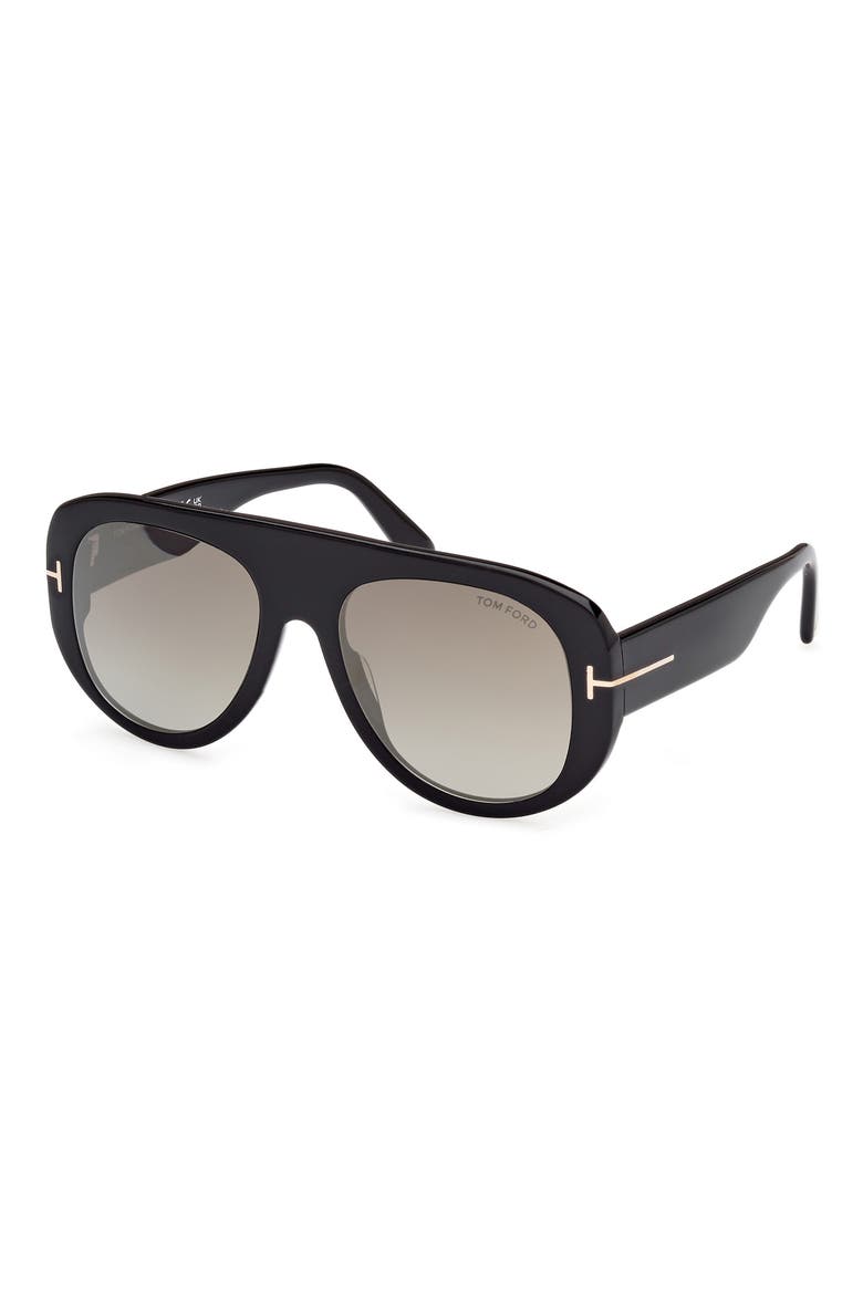 Cecil 55mm Pilot Sunglasses, Alternate, color, SHINY BLACK / BROWN MIRROR