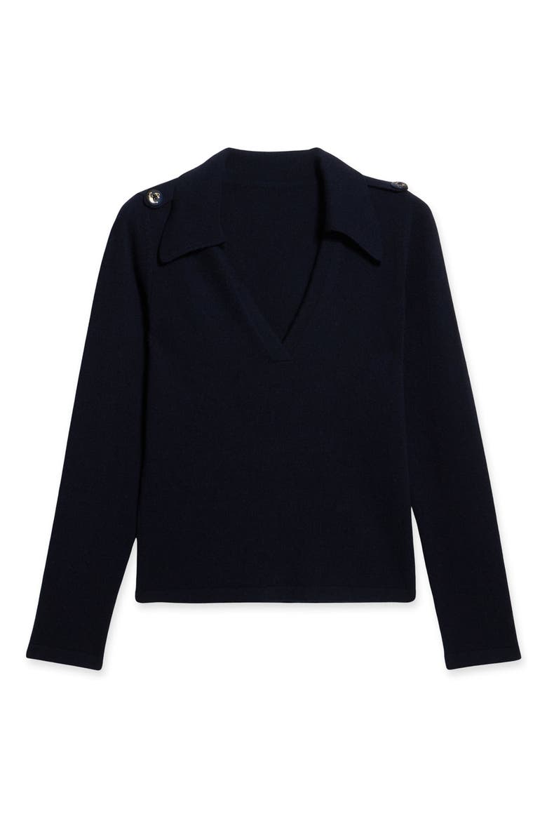 Cashmere Polo With Deep Neckline, Main, color, Blue