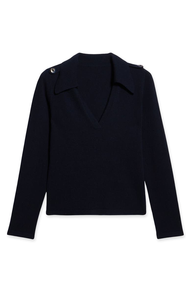 Fortela Cashmere Polo With Deep Neckline, Main, color, Blue