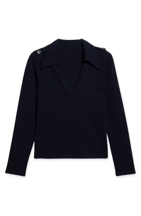 Cashmere Polo With Deep Neckline