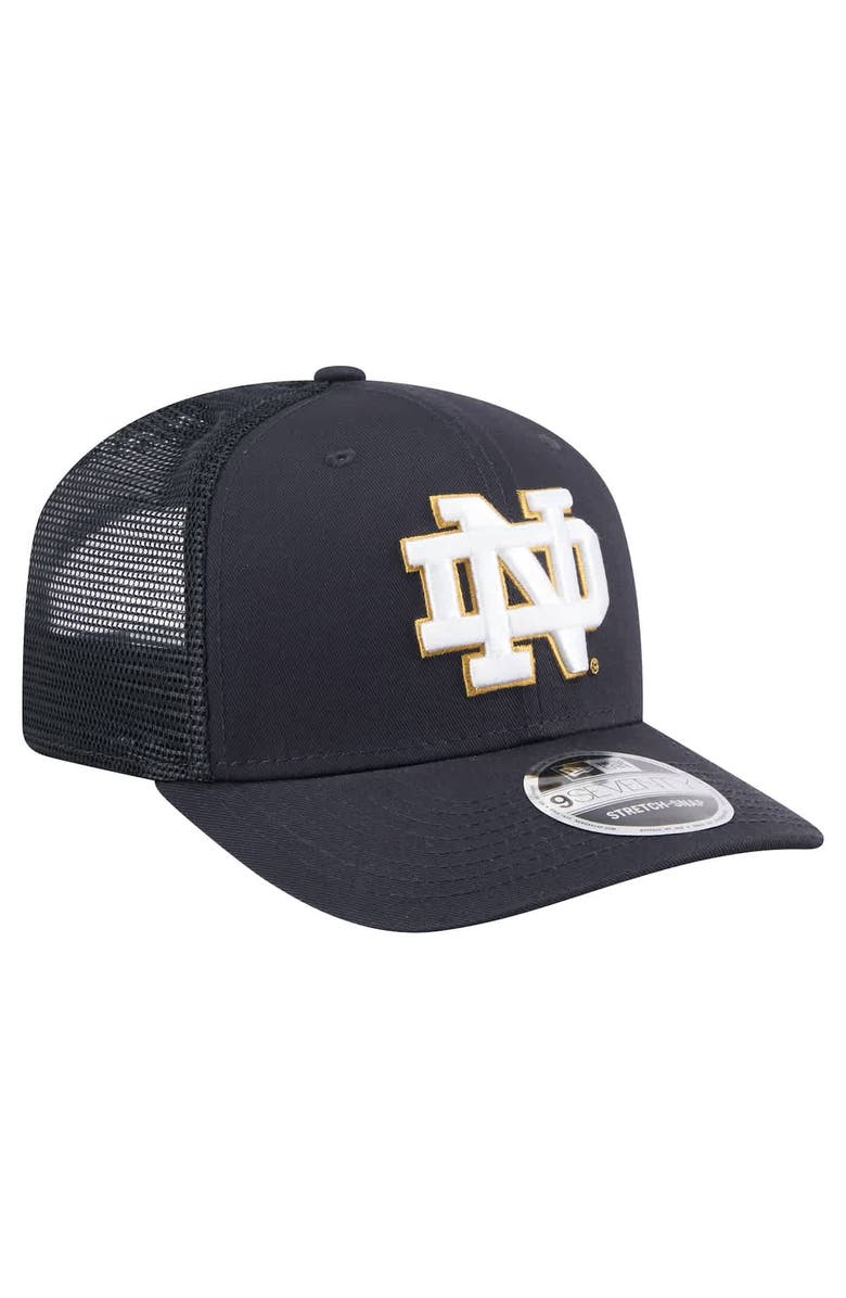 New Era Men's New Era Navy Notre Dame Fighting Irish Primary 9SEVENTY Trucker Stretch-Snap Hat, Alternate, color, 