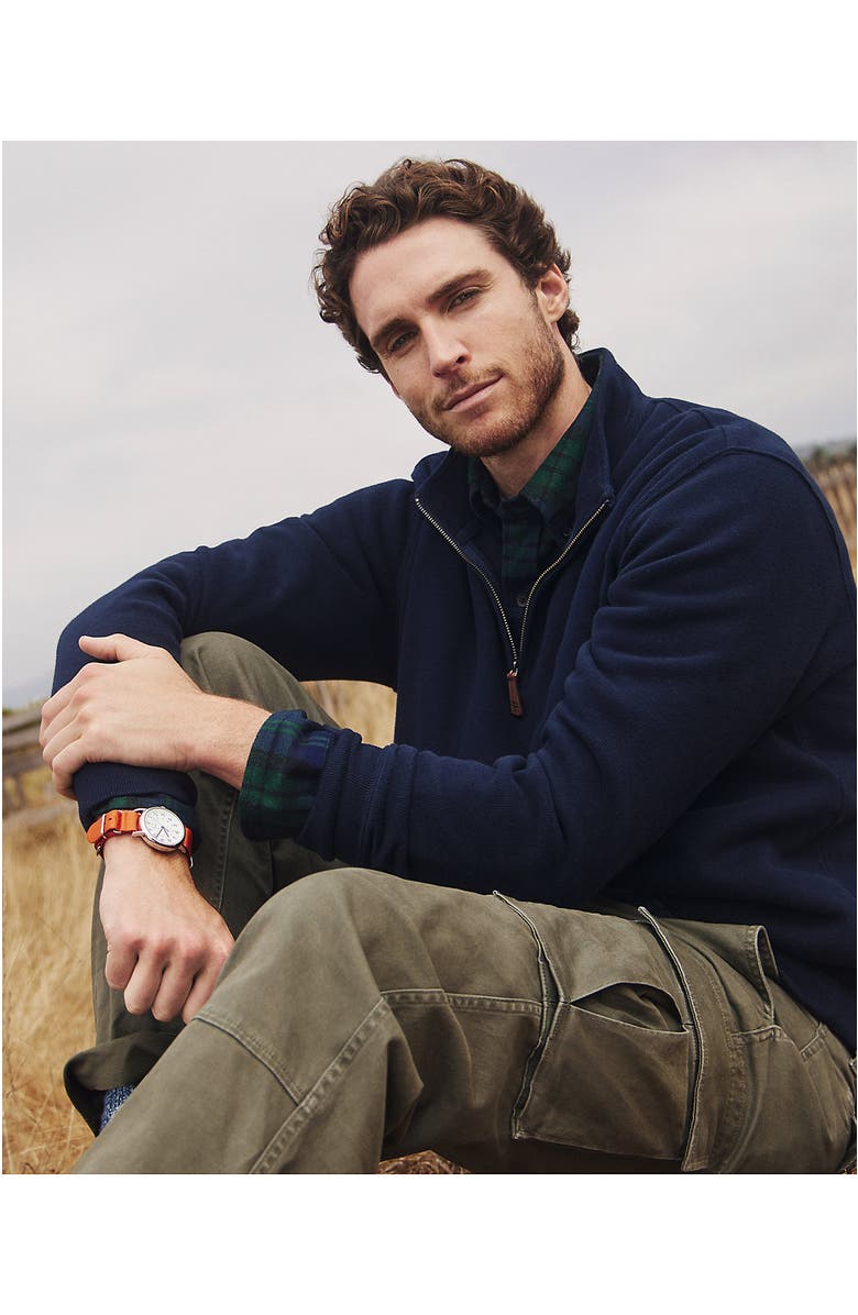 Lands
End Bedford Rib Quarter Zip Sweater, Alternate, color, Radiant Navy