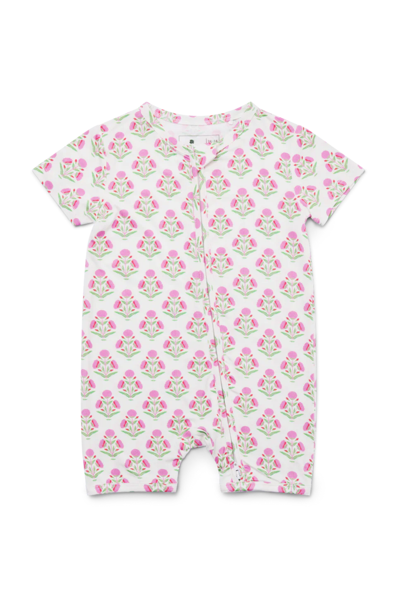 Short Sleeve and Shorts Sleeper, Alternate, color, Pink Posy