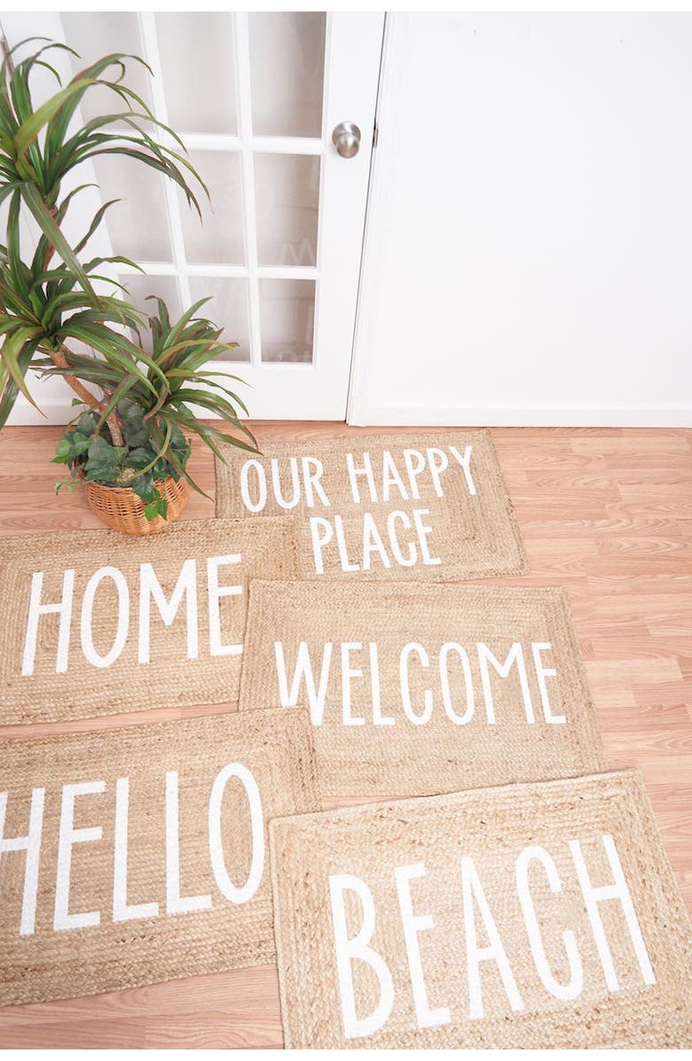 C&F Home "WELCOME" 100% Jute Braided Indoor/Outdoor Rug, Alternate, color, Brown