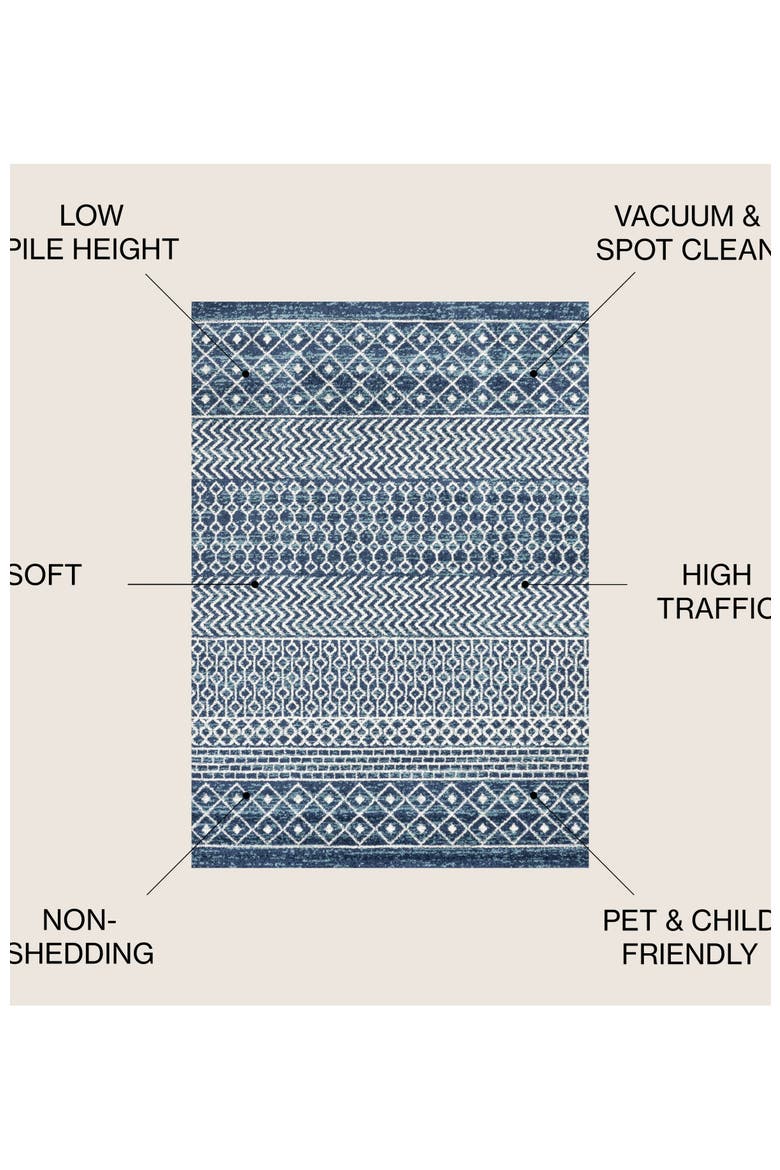 Arta Moroccan Vintage Geometric Area Rug, Alternate, color, Navy/Cream