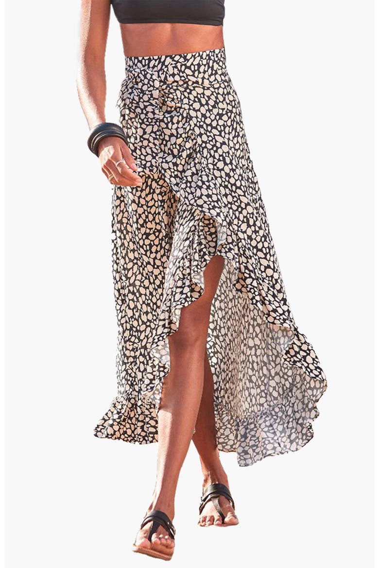 Convertible Wrap Maxi Skirt, Main, color, Black & Beige