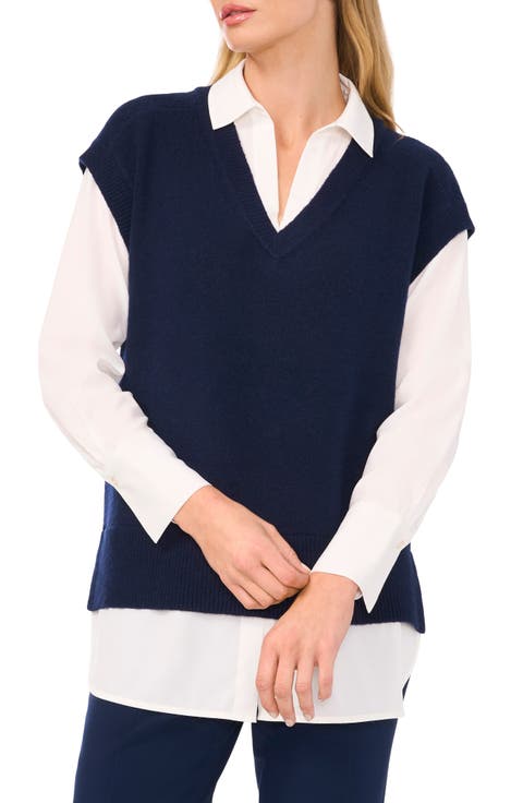 Layered Look Sweater Vest