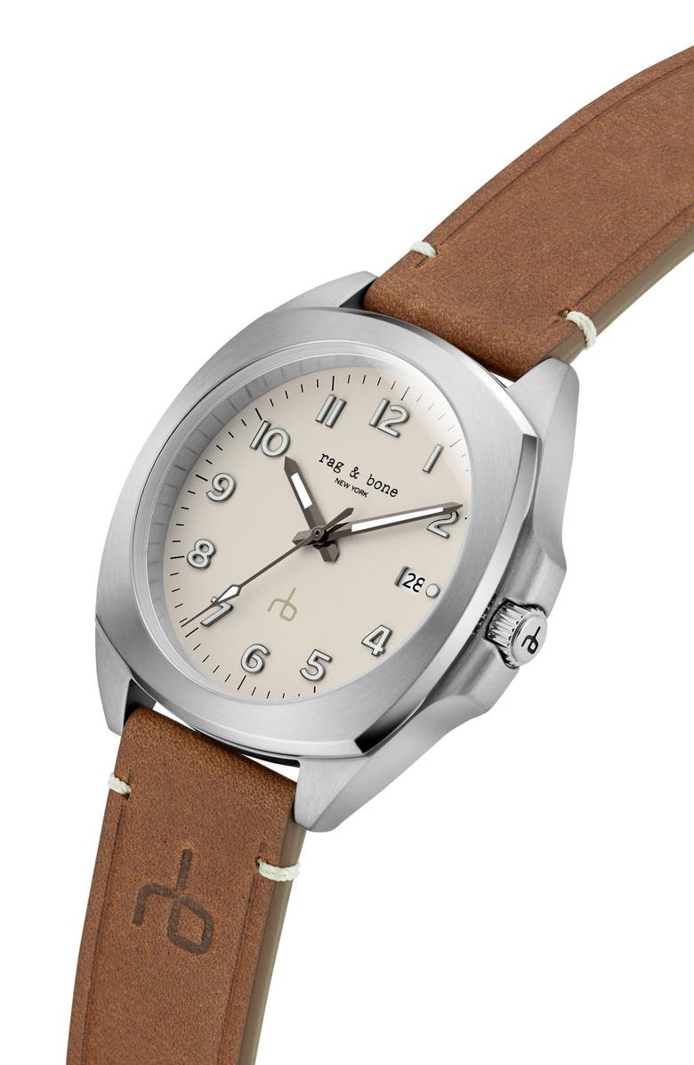 rag & bone Bleeker Leather Strap Watch, 40mm, Alternate, color,