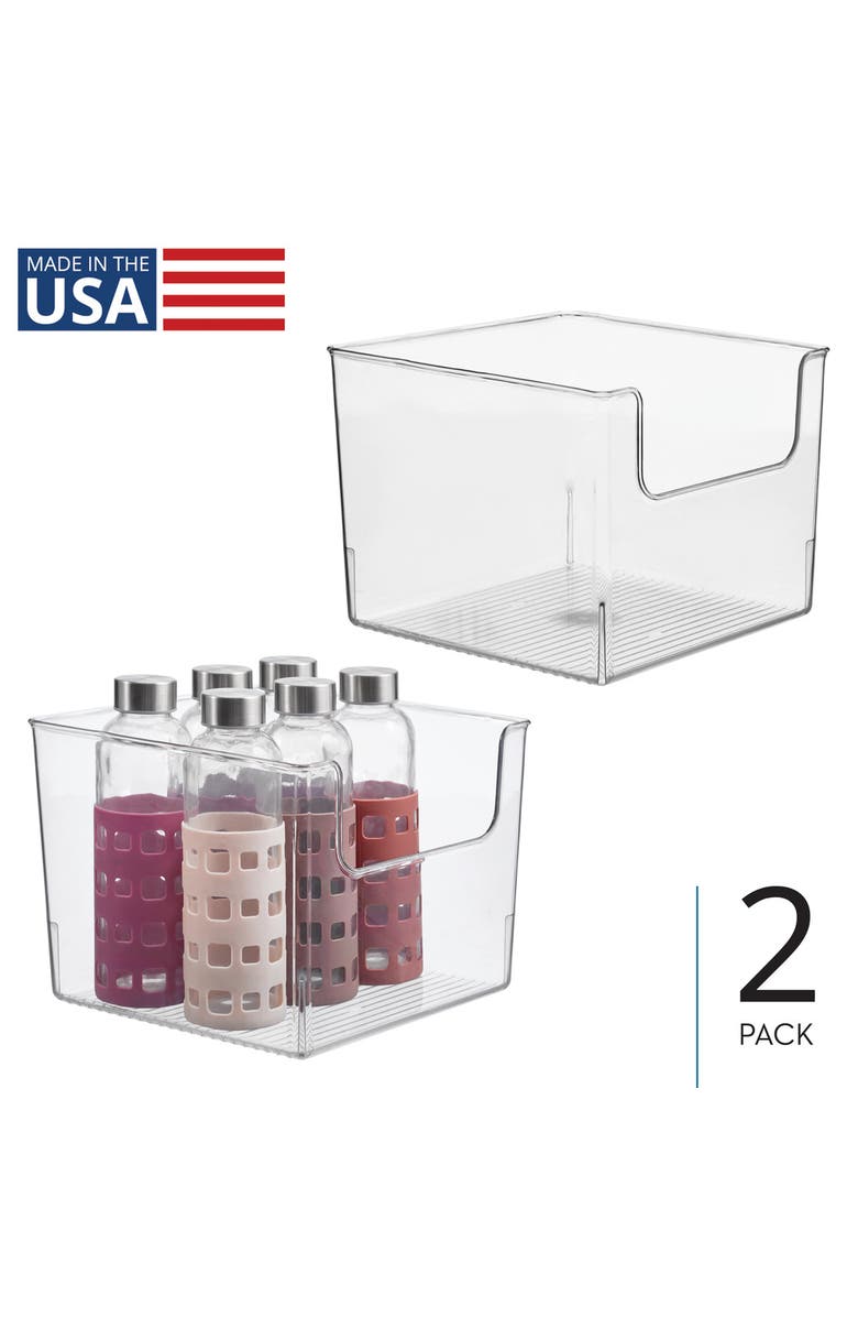 iDesign Open-Front Storage Bin for Kitchen, Pantry, Bathroom, Office, Set of 2, Clear, Alternate, color, Clear