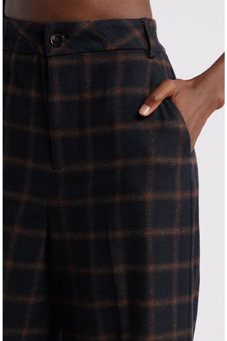 Elliot Windowpane Check Wide Leg Pants, Alternate, color, BLACK/BROWN