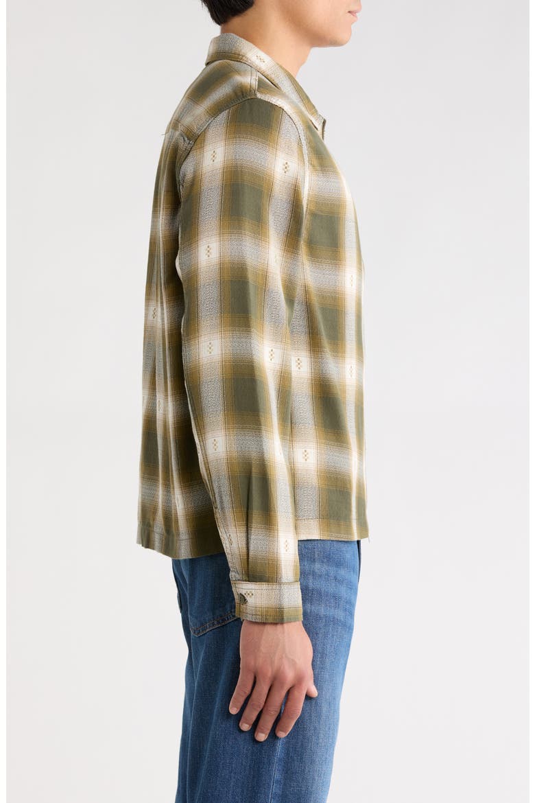 Larkspur Plaid Cotton Flannel Zip Overshirt, Alternate, color, MOSSY OLIVE