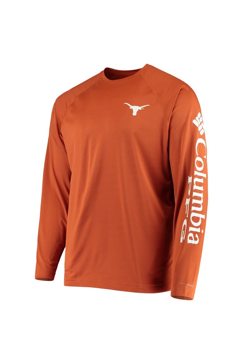 Men's Columbia Texas Orange Texas Longhorns Terminal Tackle Omni-Shade Raglan Long Sleeve T-Shirt, Alternate, color, Burnt Orange