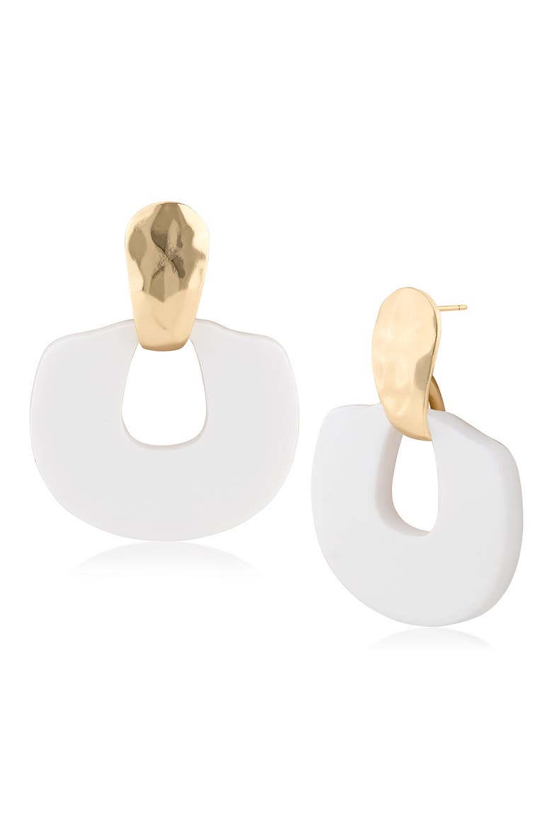 Resin Knocker Earrings (Nordstrom Exclusive), Main, color, WHITE/ GOLD
