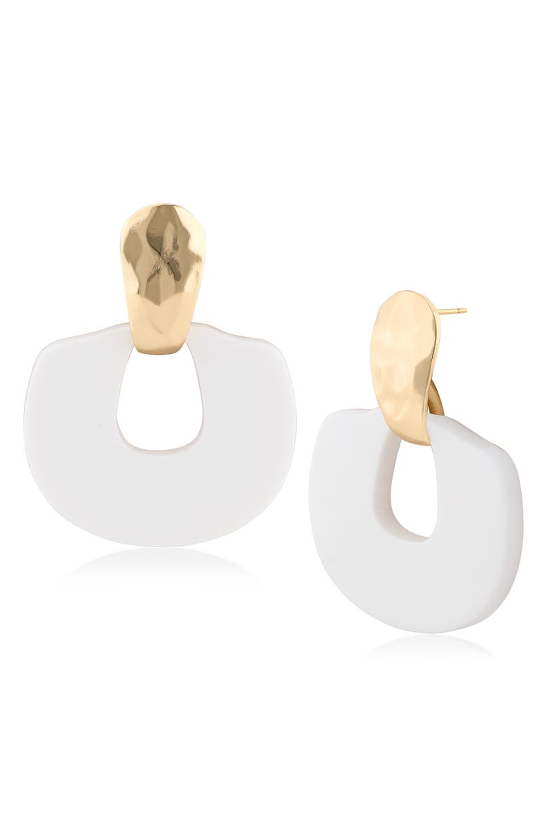 JARDIN Resin Knocker Earrings, Main, color, White/ Gold