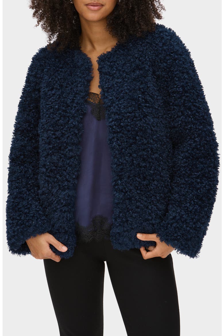Francine Faux Shearling Jacket, Main, color, NAVY