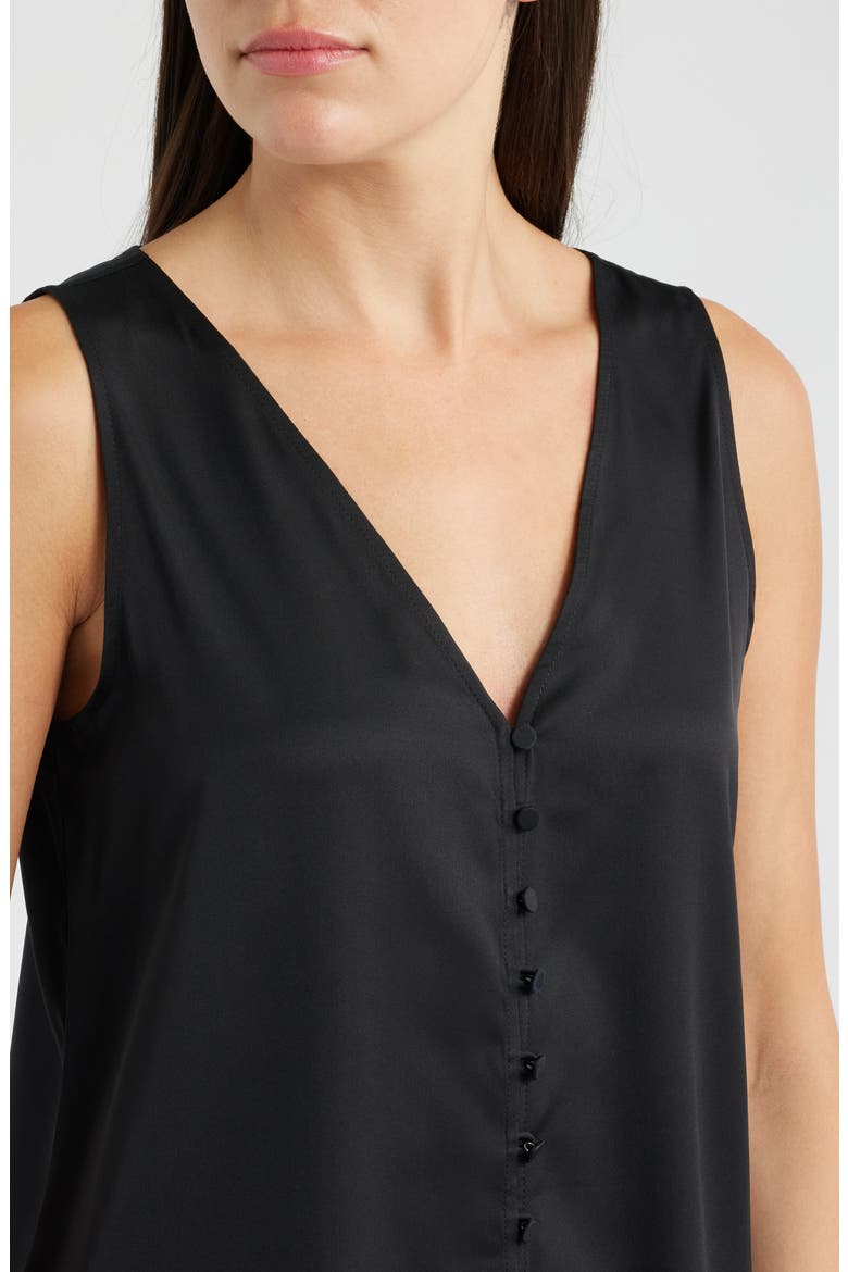 Colette Silk Blend Button-Up Top, Alternate, color, BLACK