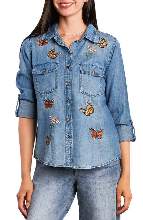 Billy T Butterfly Denim Shirt In Blue