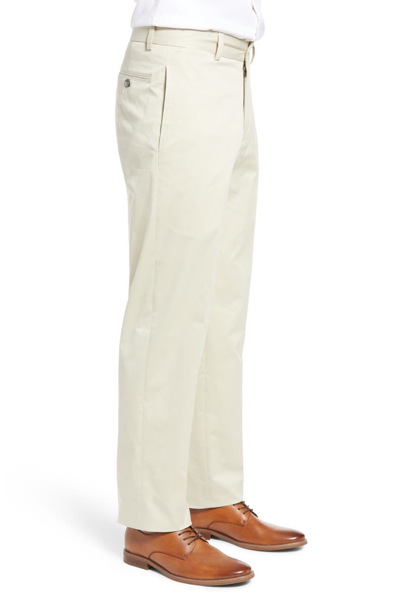 Berle Charleston Khakis Flat Front Cotton Stretch Twill Dress Pants, Alternate, color, Stone